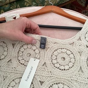 Francesca’s crochet crop top. Crochet sweater tank top. Cream. Size S/M. New!